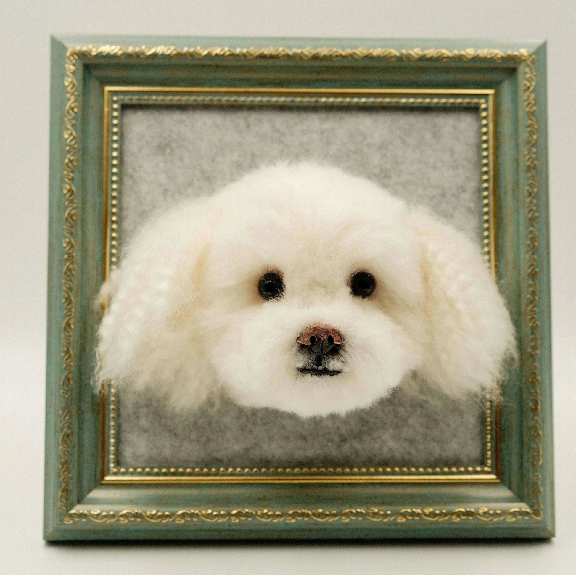 Custom Wool Felt Pet Portrait with Frame – 3D Shadow Box Memorial