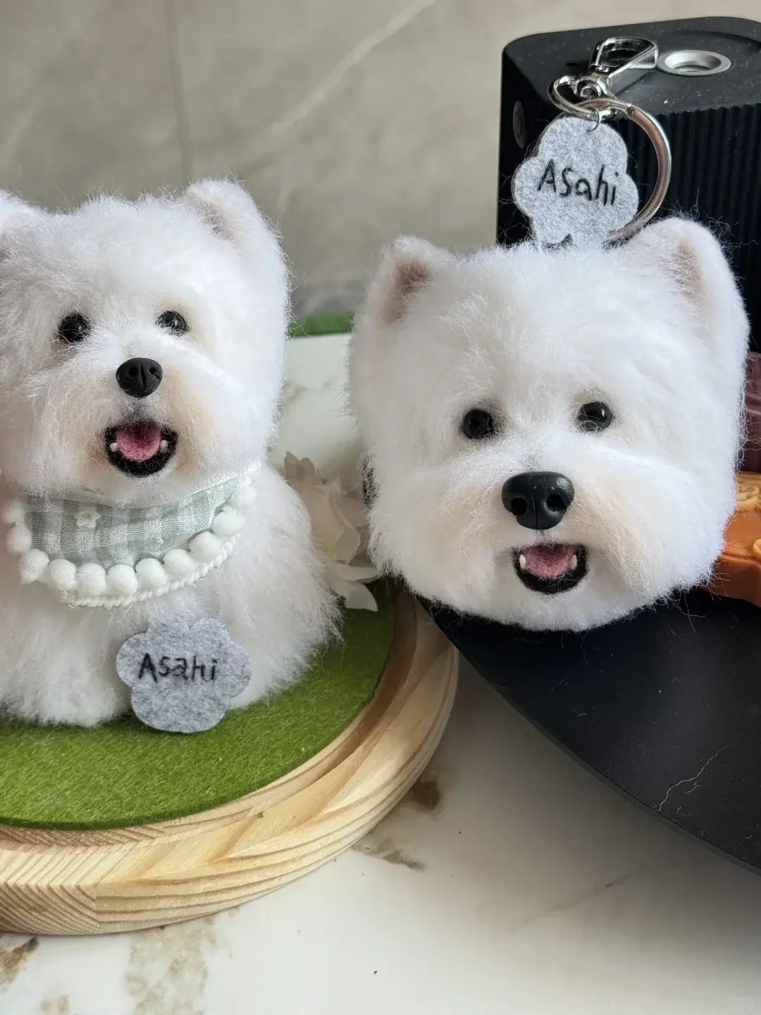 Custom Wool Felt Pet Car Charm – Personalized Pet Head Keychain
