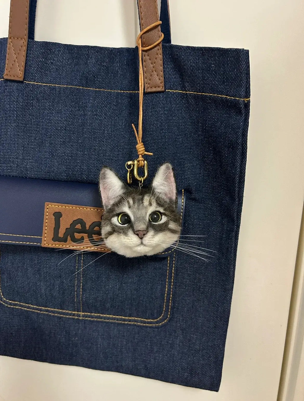 Custom Wool Felt Pet Car Charm – Personalized Pet Head Keychain