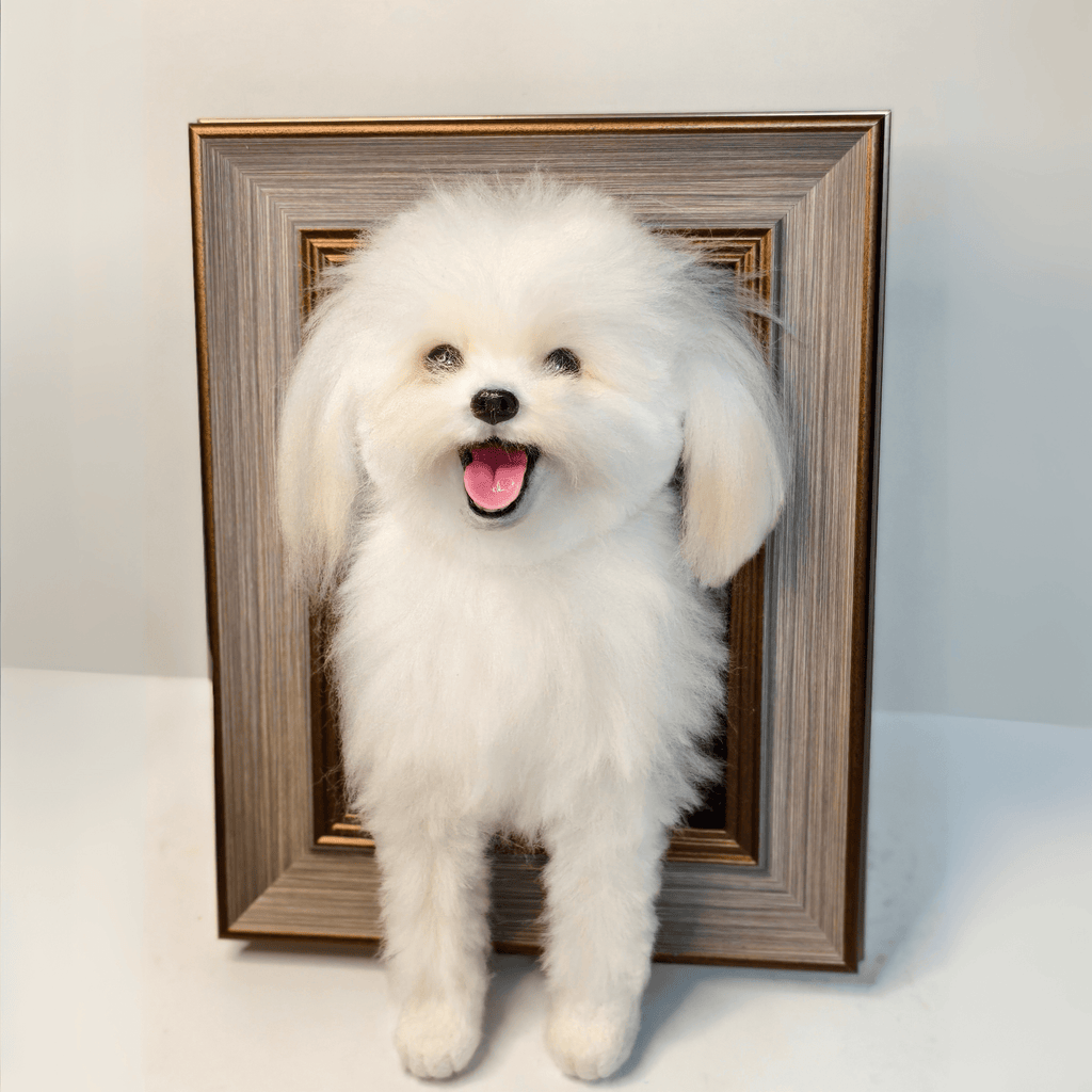 Custom Wool Felt Pet Portrait with Paws – Premium Framed 3D Sculpture