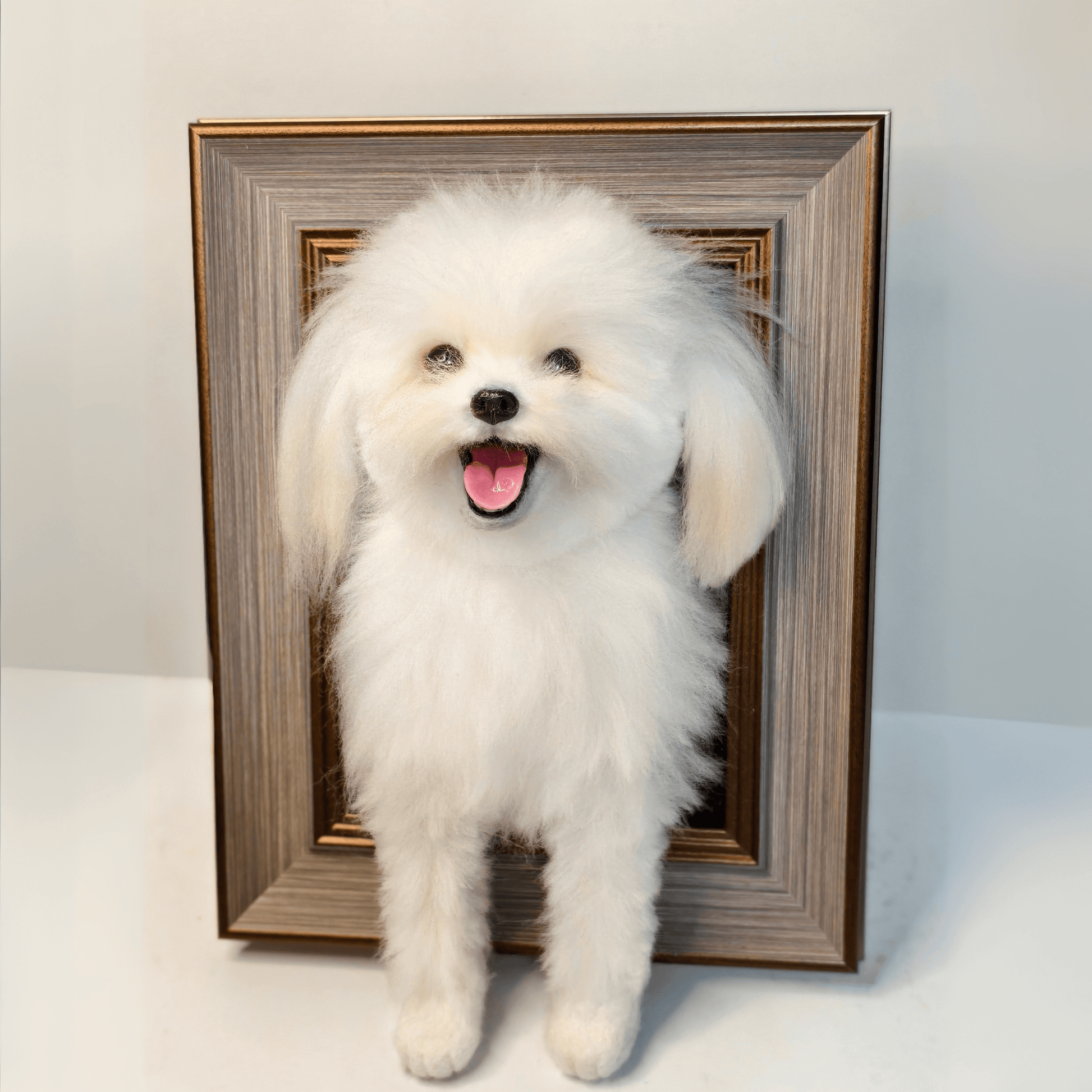 Custom Wool Felt Pet Portrait with Paws – Premium Framed 3D Sculpture